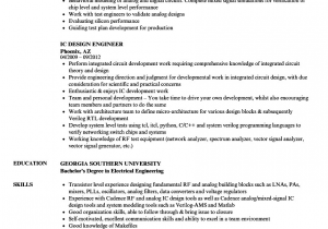 Sample Resume for Experienced Vlsi Design Engineer Sample Resume Vlsi Engineer New Sample Y