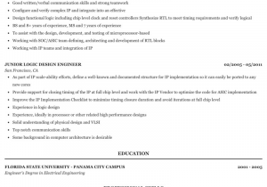 Sample Resume for Experienced Vlsi Design Engineer Vlsi Design Engineer Resume Best Resume Ideas