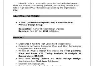 Sample Resume for Experienced Vlsi Design Engineer Vlsi Design Engineer Resume Finder Jobs