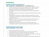 Sample Resume for Facility Maintenance Manager Facility Maintenance Manager Resume Samples