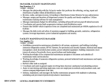 Sample Resume for Facility Maintenance Manager Facility Maintenance Manager Resume Samples