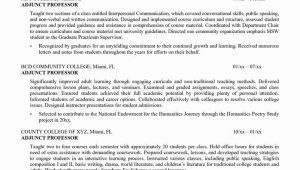 Sample Resume for Faculty Position In Engineering College Entry Level Adjunct Professor Resume Awesome Sample Resume