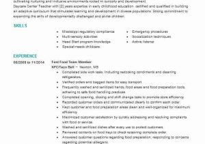 Sample Resume for Fast Food Crew Fast Food Crew Member Resume Example Jack In the Box