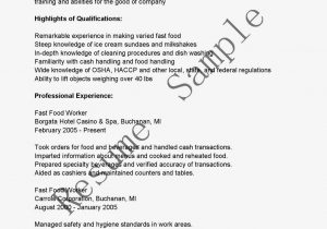 Sample Resume for Fast Food Worker Resume Samples Fast Food Worker Resume Sample