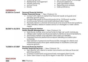 Sample Resume for Financial Advisor Position Best Personal Financial Advisor Resume Example From