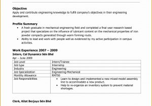 Sample Resume for Financial Management Fresh Graduate 9 Example Resume for Fresh Graduate
