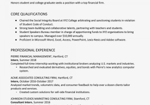 Sample Resume for Financial Management Fresh Graduate College Graduate Finance Resume Example