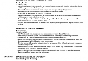 Sample Resume for Financial Planning and Analysis Financial Planning Analysis Resume Samples
