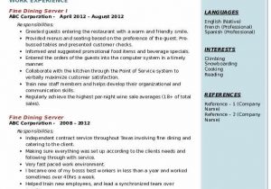 Sample Resume for Fine Dining Server Fine Dining Server Resume Samples