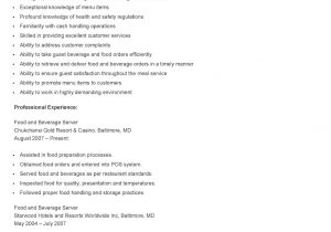 Sample Resume for Food and Beverage Server Resume Samples Food and Beverage Server Resume Sample Sample Resume for Food and Beverage Server Resume Samples Food and Beverage Server Resume Sample