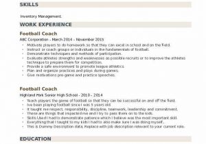 Sample Resume for Football Coaching Position Football Coach Resume Samples