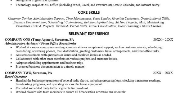 Sample Resume for Front Desk Customer Support Admin Front Desk Receptionist Resume Monster.com