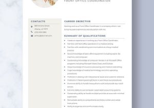 Sample Resume for Front Office Coordinator Front Office Coordinator Resume Template – Word, Apple Pages …