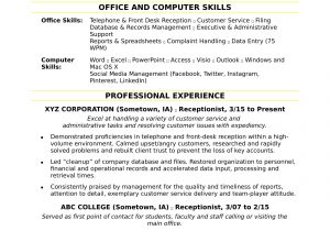 Sample Resume for Front Office Receptionist Receptionist Resume Sample Monster.com