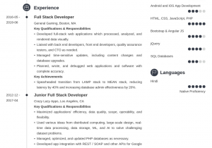 Sample Resume for Full Stack Developer Full Stack Developer Resume Examples & 9 Tips