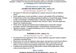 Sample Resume for Full Stack Developer Full Stack Developer Resume