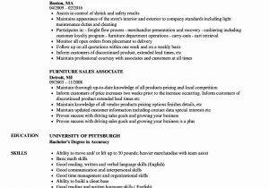 Sample Resume for Furniture Sales Position Retail Sales associate Resume Examples Inspirational Furniture …