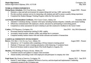 Sample Resume for Ga In College Of Education Uga Career Center