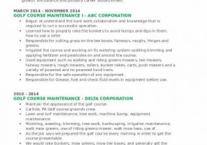 Sample Resume for Golf Course Maintenance Golf Course Maintenance Resume Samples