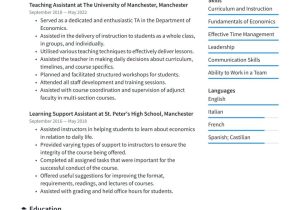 Sample Resume for Graduate Teaching assistant Teaching assistant Cv Examples & Writing Tips 2022 (free Guide)