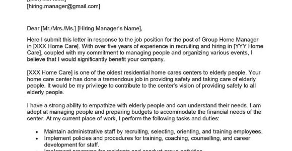 Sample Resume for Group Home Manager Group Home Manager Cover Letter Examples – Qwikresume