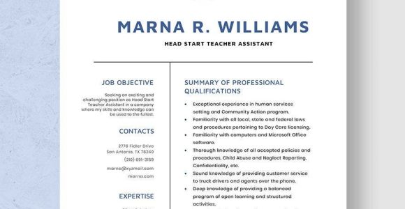 Sample Resume for Head Start Teacher Head Start Teacher assistant Resume Template – Word, Apple Pages …