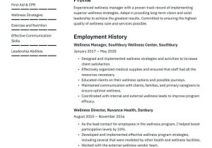 Sample Resume for Health and Wellness Consultant Wellness Manager Resume Examples & Writing Tips 2022 (free Guide)