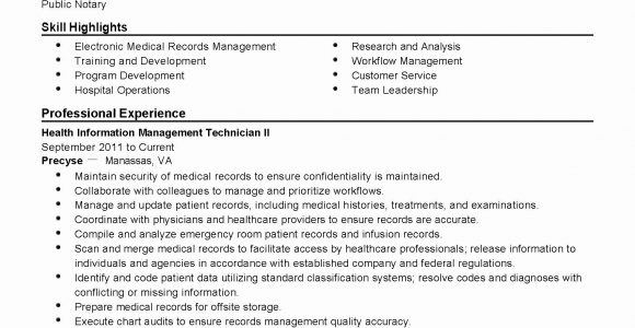 Sample Resume for Health Information Management 20 Health Information Management Resume