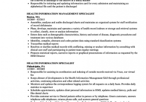 Sample Resume for Health Information Management Health Information Specialist Resume Samples