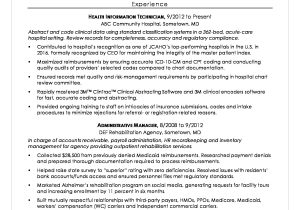 Sample Resume for Healthcare It Jobs Health Information Technician Sample Resume Monster.com