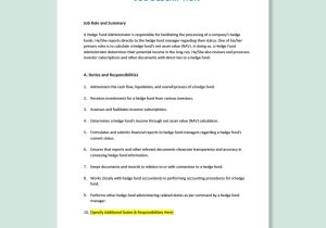 Sample Resume for Hedge Fund Administrator Hedge Fund Administrator Job Description Template – Google Docs …
