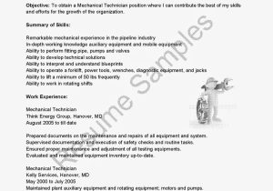 Sample Resume for Highway Maintenance Worker Sample Cv for Mechanical Technician: Mechanical Technician Cv Template