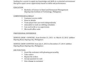 Sample Resume for Hotel and Restaurant Management Resume Donna