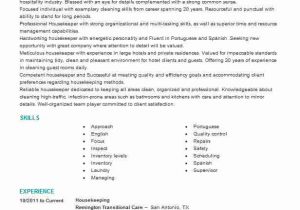 Sample Resume for Housekeeping In Nursing Home Housekeeping Resume Example Munity Care Nursing Home