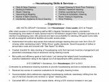 Sample Resume for Housekeeping with No Experience Housekeeping Resume Sample Monster.com