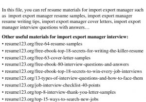 Sample Resume for Import Export Executive top 8 Import Export Manager Resume Samples