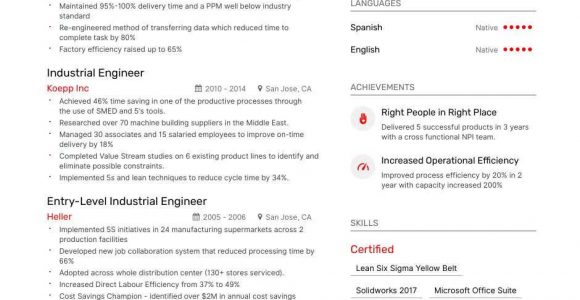 Sample Resume for Industrial Engineer Fresher Industrial Engineer Resume Examples   Expert Advice Enhancv.com