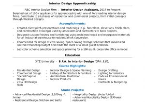 Sample Resume for Interior Design Internship Interior Design Resume Sample Monster.com
