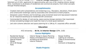 Sample Resume for Interior Designer Fresher Interior Design Resume Sample Monster.com