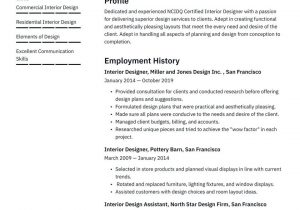 Sample Resume for Interior Designer Fresher Interior Designer Resume Examples & Writing Tips 2021 (free Guide)