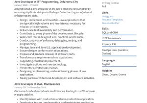 Sample Resume for Java Developer with 2 Years Experience Java Developer Resume & Writing Guide  20 Templates