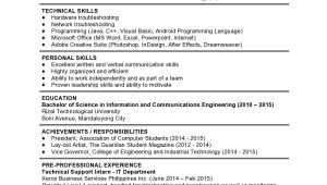 Sample Resume for Job Application for Fresh Graduate Sample Resume formats for Fresh Graduates