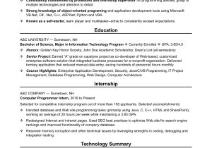 Sample Resume for Junior Level Developer On C C Entry-level Programmer Resume Monster.com