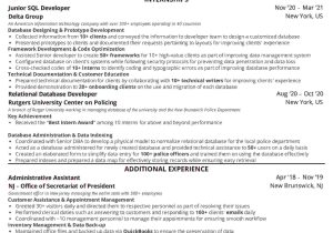 Sample Resume for Junior Sql Dba Sql Developer Resume: 2022 Guide with 10lancarrezekiq Samples & Examples