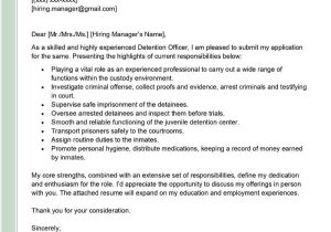 Sample Resume for Juvenile Detention Officer Detention Officer Cover Letter Examples – Qwikresume