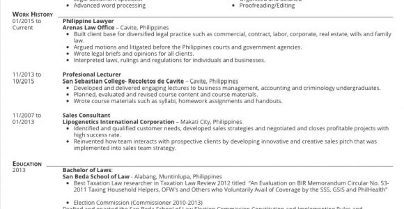 Sample Resume for Lawyers In the Philippines Resume Samples for Lawyers In the Philippines