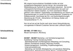 Sample Resume for Lcl Import Customer Service Sachbearbeiter Customer Service / Luftfracht/seefracht/lkw Import …