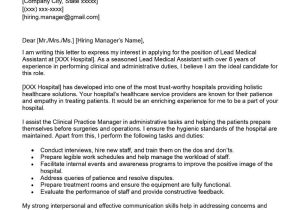 Sample Resume for Lead Medical assistant Lead Medical assistant Cover Letter Examples – Qwikresume