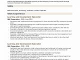 Sample Resume for Learning and Development Specialist Learning and Development Specialist Resume Samples