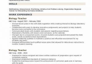 Sample Resume for Lecturer In Biology Biology Teacher Resume Samples